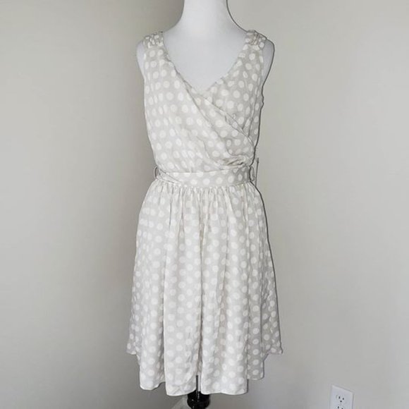 Express Dresses & Skirts - NWT Express Polka Dot Tie Bow Swing Sundress Tan